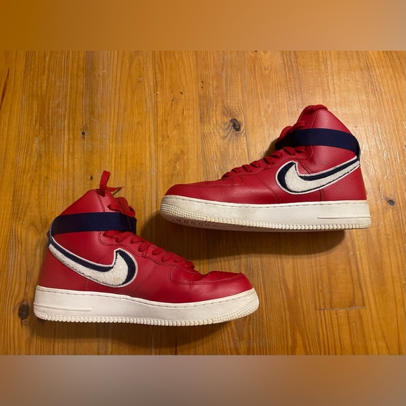 Nike Air Force 1 ‘07 Chenille Swoosh Red White Blue - Picture 3 of 4